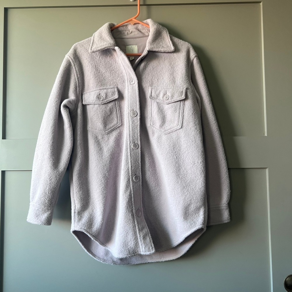 Joie Light Pink Brushed Shacket Shirt Jacket Button Up Long Sleeve Small Cozy